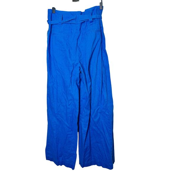 EUDON CHOI COLLECTIVE Blue Linen Blend Wide Leg Button Front Pants Size 2 - Picture 7 of 16